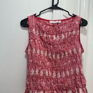 Altar'd State Red and White Gingham Sleeveless Top